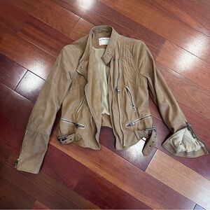 We The Free Brown Tan Moto Jacket - Size Small